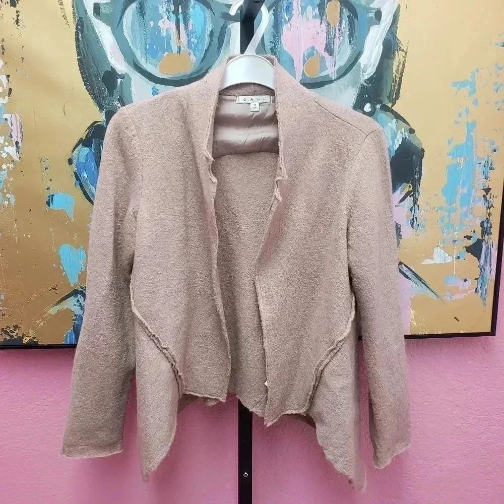 CAbi Style 528 Rosewater Valentina Pink Wool Blend Open Front Jacket
